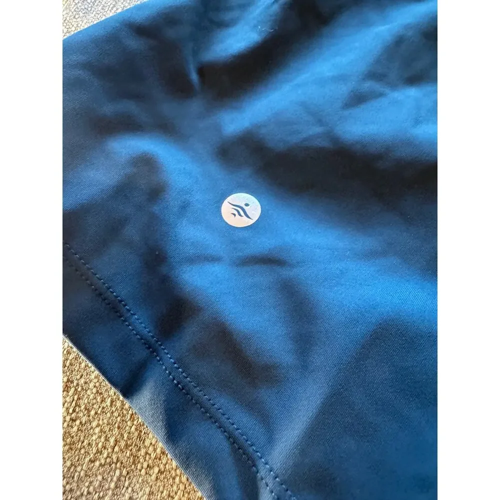 Halara XL Long High Waisted Athletic Running Shorts Built-In Liner Blue